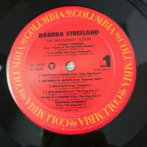 Barbara Streisand the Broadway Album 1985 Featuring I Have Dreamed  Musical LP - Picture 5 of 8